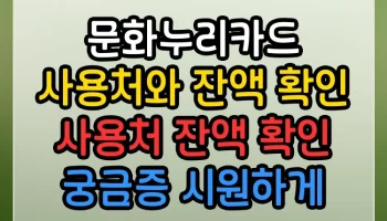 문화누리카드 사용처와 잔액 확인 사용처 잔액 확인 궁금증 시원하게 해결 문화누리카드 사용처와 잔액 확인 사용처 잔액 확인 썸네일